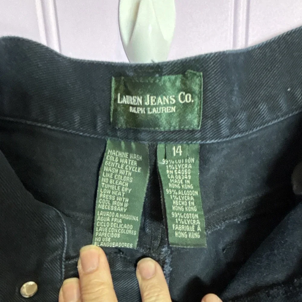 Lauren Jeans Co. Ralph Lauren Black Denim Jeans Cotton Lycra Zip Button 5-Pocket - Picture 2 of 5